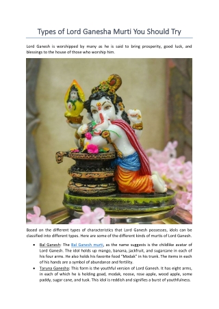 Types of Lord Ganesha Murti You Should Try