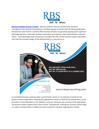 Business Valuation Services In Dubai