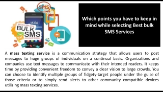 Which points you have to keep in mind while selecting Best bulk SMS Services