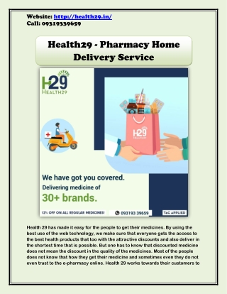 Health29 - Pharmacy Home Delivery Service