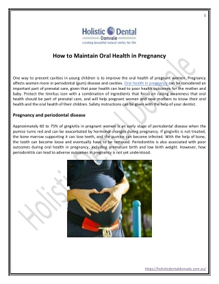 How to Maintain Oral Health in Pregnancy?