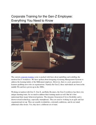 Corporate Training for the Gen-Z Employee: Everything You Need to Know