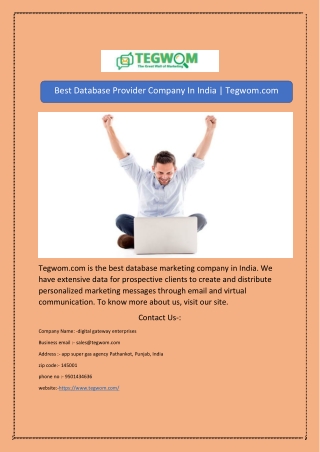 Best Database Provider Company In India | Tegwom.com