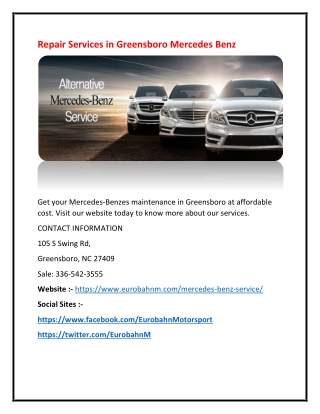 Repair Services in Greensboro Mercedes Benz