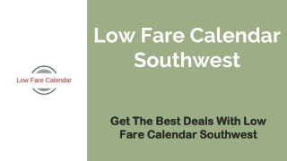 Low Fare Calendar Southwest