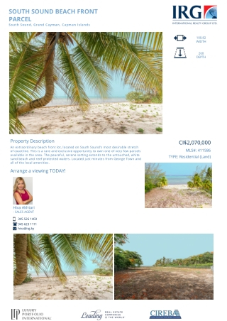 SOUTH SOUND BEACH FRONT PARCEL-411586 - Residential Land in The Cayman Islands