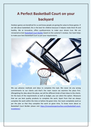 A Perfect Basketball Court on your backyard