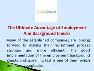 The Ultimate Advantage of Employment And Background Checks