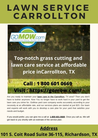 Top-notch grass cutting and lawn care service at affordable price in Carrollton, TX