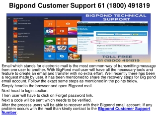 How to configure Bigpond Email settings?