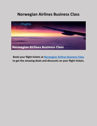 Norwegian Airlines Business Class