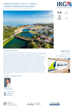 HARBOUR REACH LOT 44 - PHASE 2 - OWNER FINANCING AVAILABLE-411188 - Residential Land in The Cayman Islands