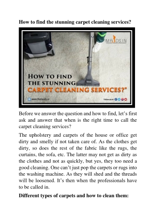 Latest Trend In Carpet Cleaning Services