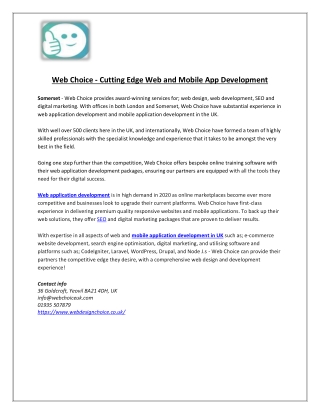 Web Choice - Cutting edge web and mobile app development