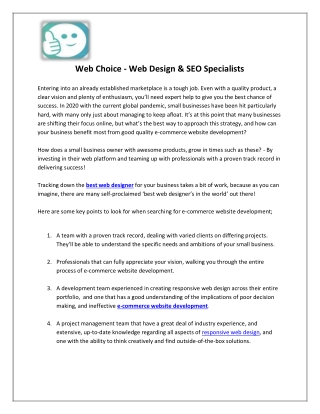 Web Choice - Web Design & SEO Specialists