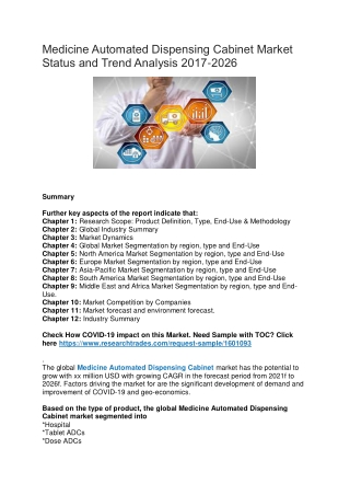 Medicine Automated Dispensing Cabinet Market Status and Trend Analysis 2017-2026