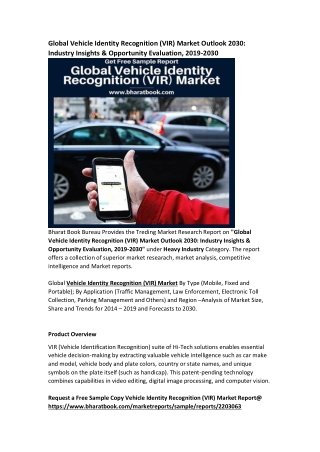 Global Vehicle Identity Recognition (VIR) Market Research Report Forecast 2030