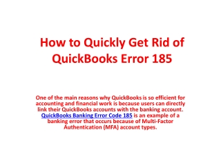 Learn How to Quickly Troubleshoot QuickBooks Error 185