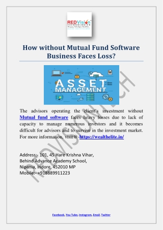 How without Mutual Fund Software Business Faces Loss?