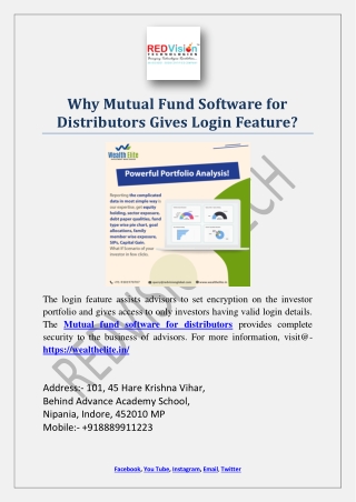 Why Mutual Fund Software for Distributors Gives Login Feature?