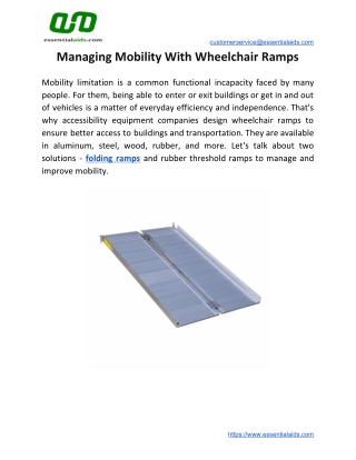 Managing Mobility With Wheelchair Ramps