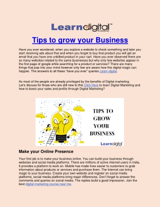 Tips to grow your Business