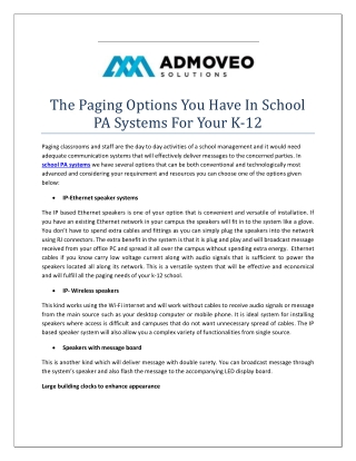 The Paging Options You Have In School PA Systems For Your K-12