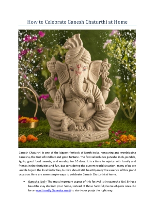How to Celebrate Ganesh Chaturthi at Home