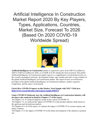 Artificial Intelligence In Construction Market Report 2020 By Key Players, Types, Applications, Countries, Market Size,