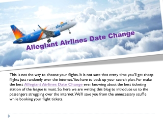 Allegiant Airlines Date Change