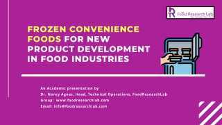 New product development in food industries for frozen convenience foods