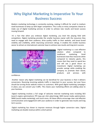 Why Digital Marketing Is Imperative To Your Business Success