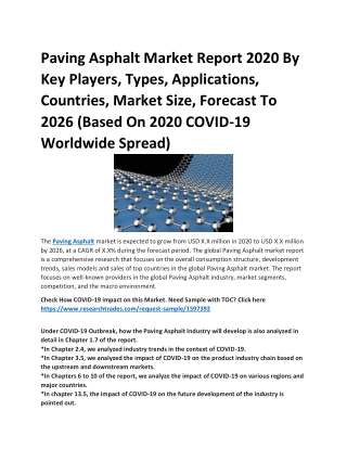 Paving Asphalt Market