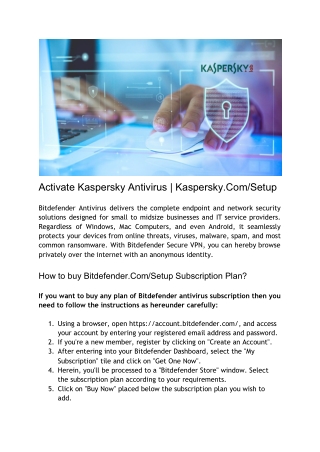 Activate Kaspersky Antivirus | Kaspersky.com/Setup