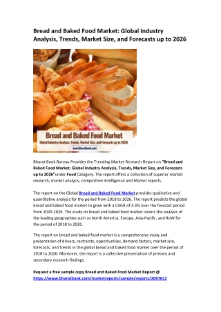 Bread and Baked Food Market: Global Industry Analysis, Trends, Market Size, and Forecasts up to 2026