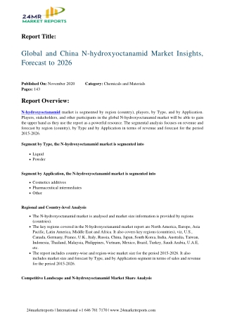 N-hydroxyoctanamid Market Insights, Forecast to 2026