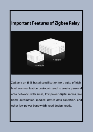 Important Features of Zigbee Relay