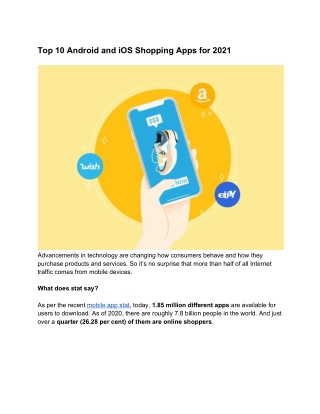 TOP 10 ANDROID AND IOS SHOPPING APPS FOR 2021