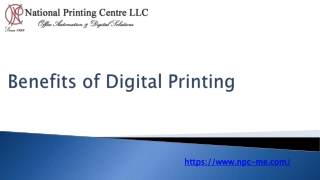 Benefits of Digital Printing