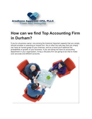 Top Accounting Firm In Durham | Aradhanaaggarwalcpa.com