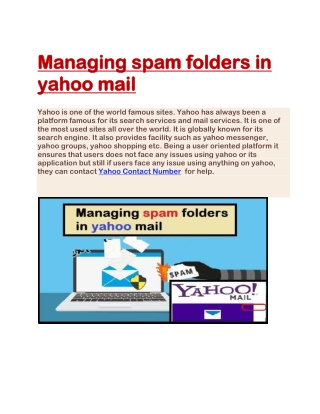 Managing spam folders in yahoo mail