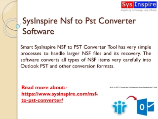 SysInspire NSF to PST software