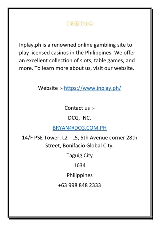 Licensed Online Casino Philippines | Inplay.ph