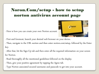 Noron.com/setup - How to Setup Norton Antivirus Account Page