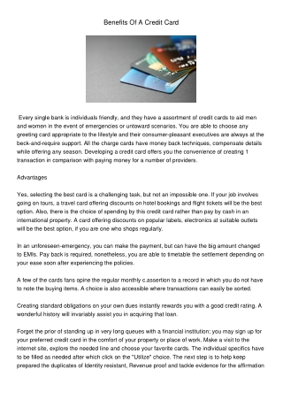BenefitsOfACreditCard