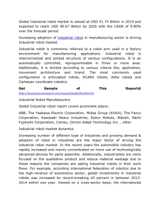 Industrial Robots Market | Share, Size, Trends Global Industry Growth Forecast 2020-2025