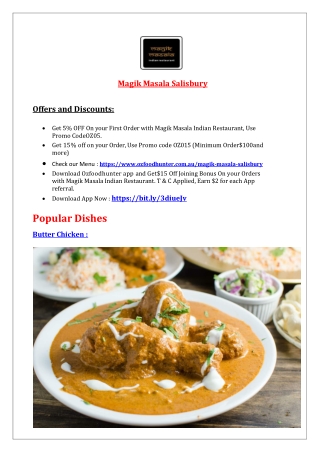 5% Off - Magik Masala menu Takeaway Salisbury, SA