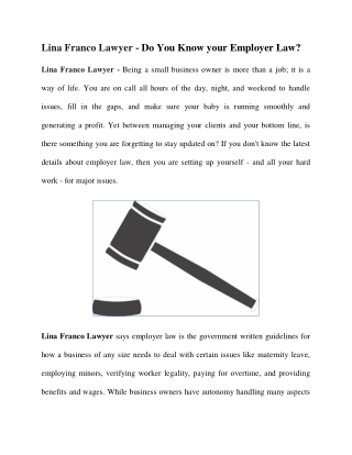 Lina Franco Lawyer All about you want to Employment Law