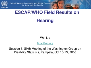 ESCAP/WHO Field Results on Hearing Wei Liu liuw@un