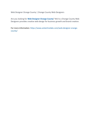 Web Designer Orange County | Orange County Web Designers